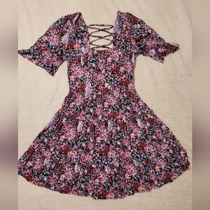 Floral Lace-Up Women's Dress